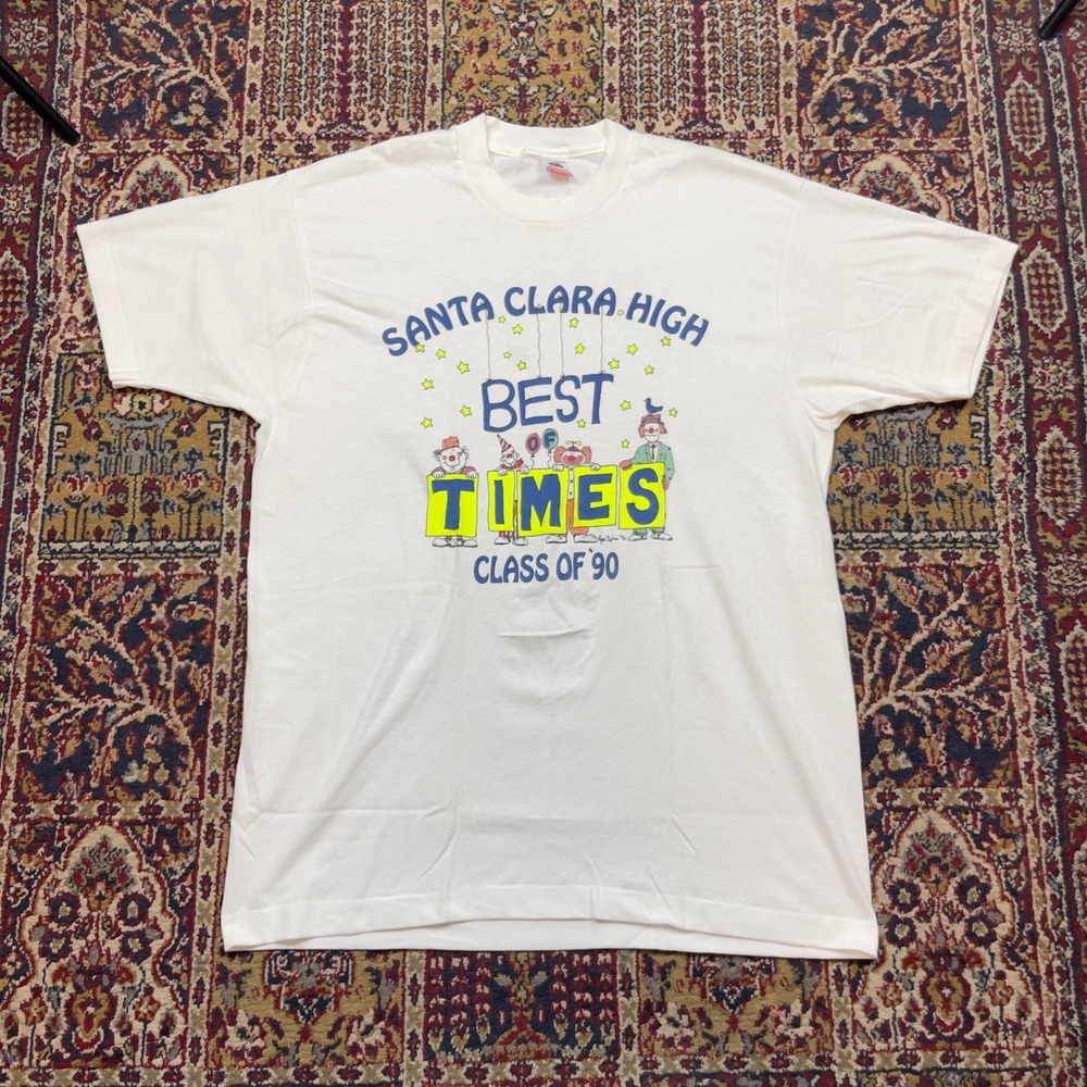 Vintage Santa Clara High Class of 90 BEST TIMES T Shirt Retro Graphic Tee XL USA
